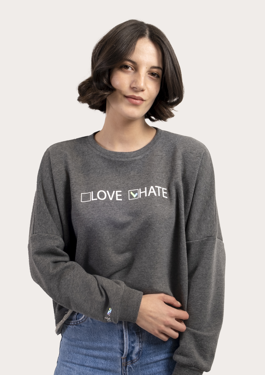 Love Hate Flex Baskılı Sweat