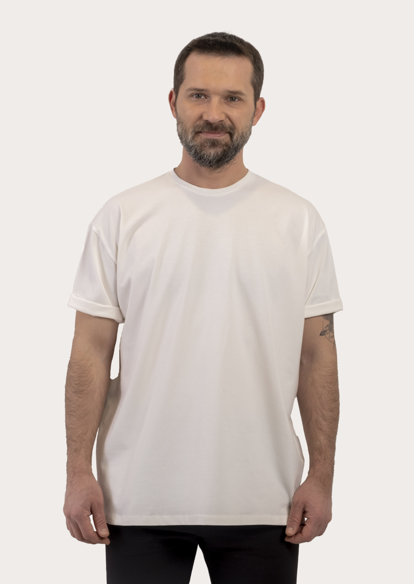 Krem Rengi Oversize  Erkek T-Shirt
