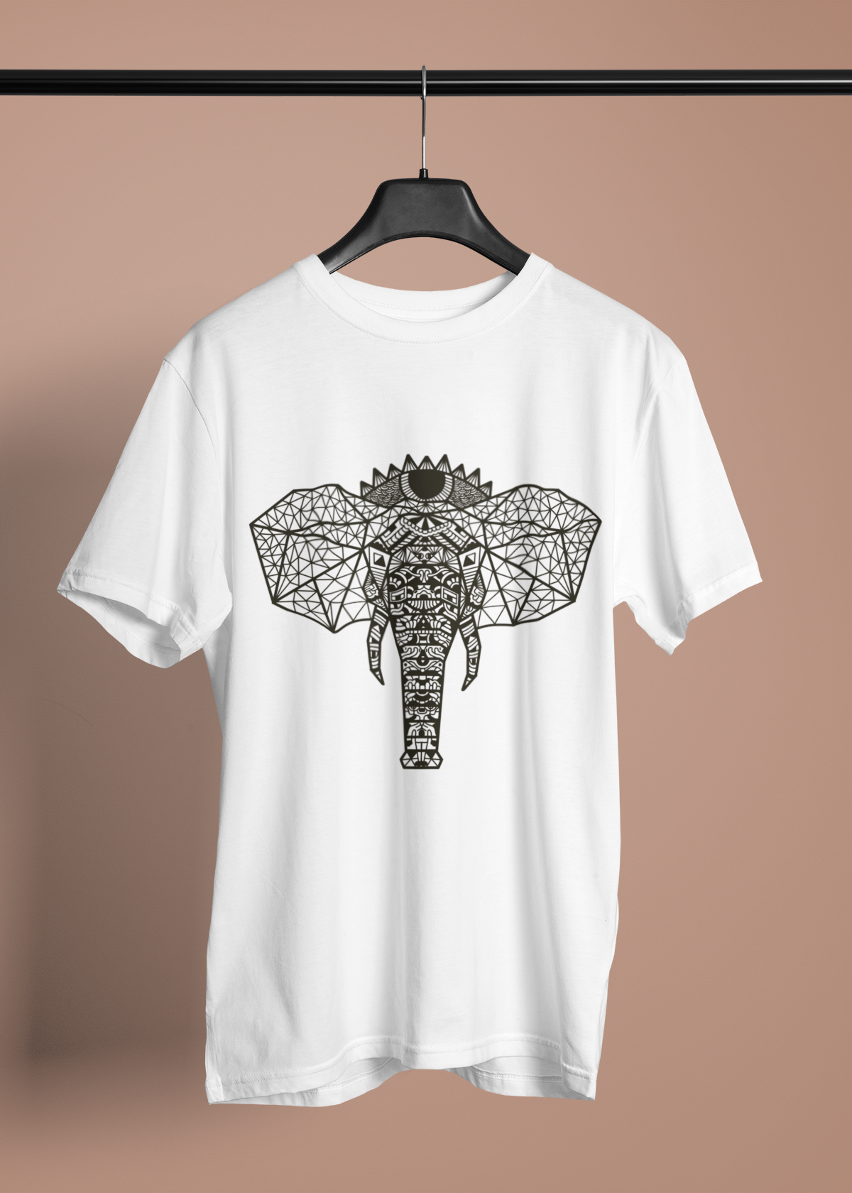  Crea-tshirt ‘ Elephant’ baskılı bisiklet yaka T-shirt 